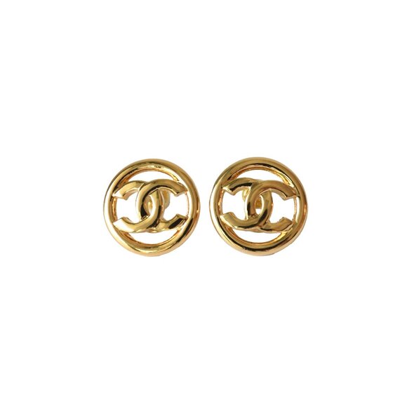 Chanel CC Circle Turnlock Round Earrings Gold - Picture 1 of 2